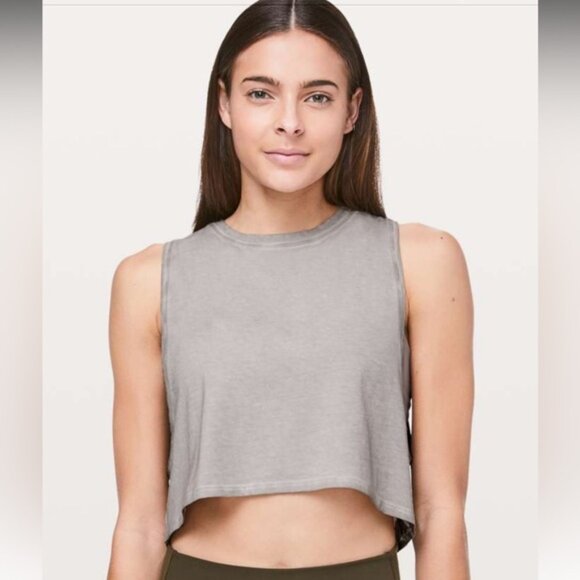 Lululemon Muscle Love Sleeveless Crop Fade Beige Tank Size 8 - Picture 1 of 7